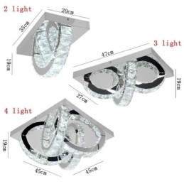 Półpierścień, lampa sufitowa kryształowa, montaż na płasko