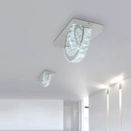 Półpierścień, lampa sufitowa kryształowa, montaż na płasko