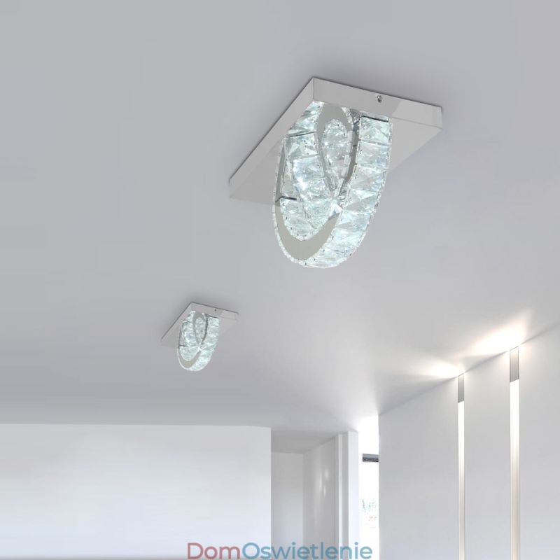 Półpierścień, lampa sufitowa kryształowa, montaż na płasko