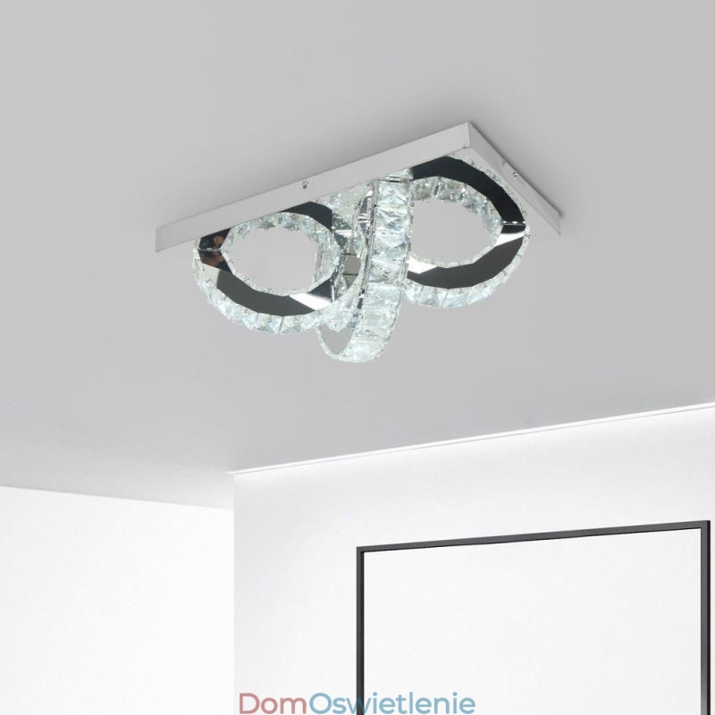 Półpierścień, lampa sufitowa kryształowa, montaż na płasko