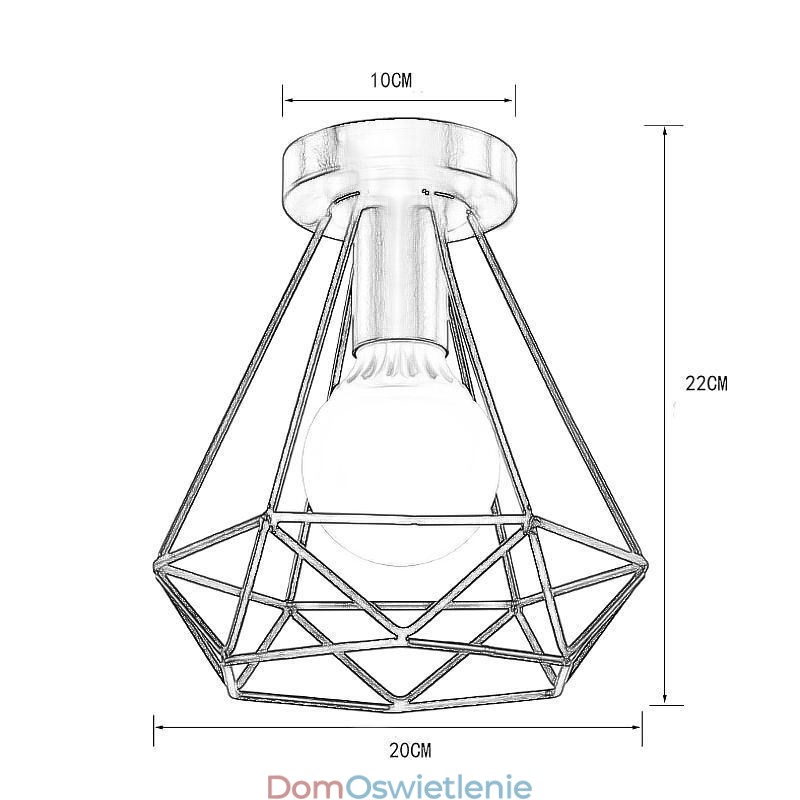 Oświetlenie sufitowe w kształcie diamentu, montowane na płasko