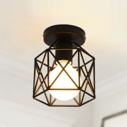 Metalowa klatka, lampa sufitowa montowana na płasko