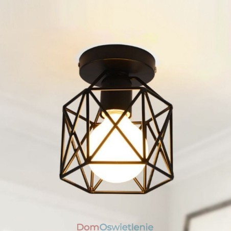 Metalowa klatka, lampa sufitowa montowana na płasko Metalowa klatka, lampa sufitowa montowana na płasko