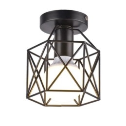 Metalowa klatka, lampa sufitowa montowana na płasko