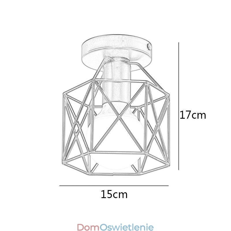 Metalowa klatka, lampa sufitowa montowana na płasko