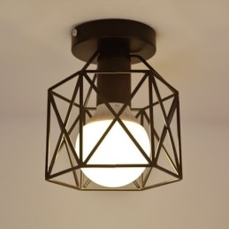Metalowa klatka, lampa sufitowa montowana na płasko