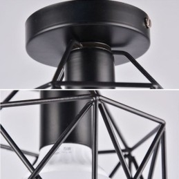Metalowa klatka, lampa sufitowa montowana na płasko
