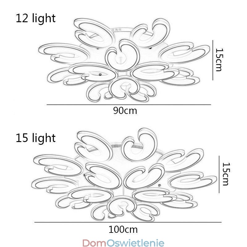Lampa sufitowa w kształcie płatka, montowana na płasko