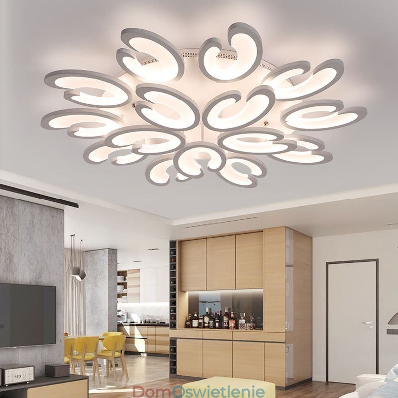 Lampa sufitowa w kształcie płatka, montowana na płasko