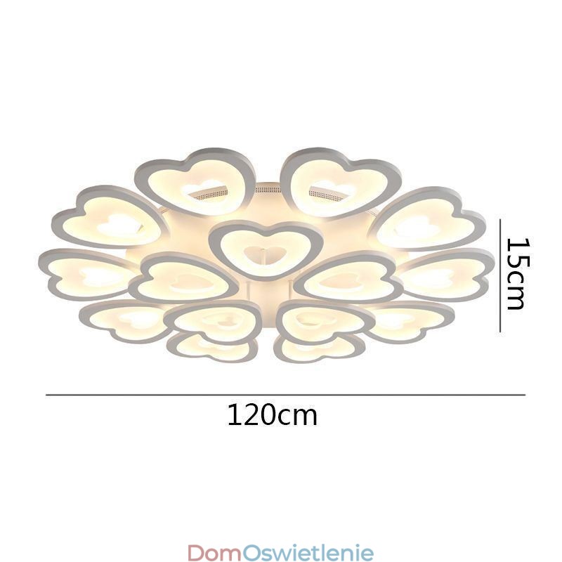 Lampa sufitowa w kształcie płatka serca, montaż na płasko