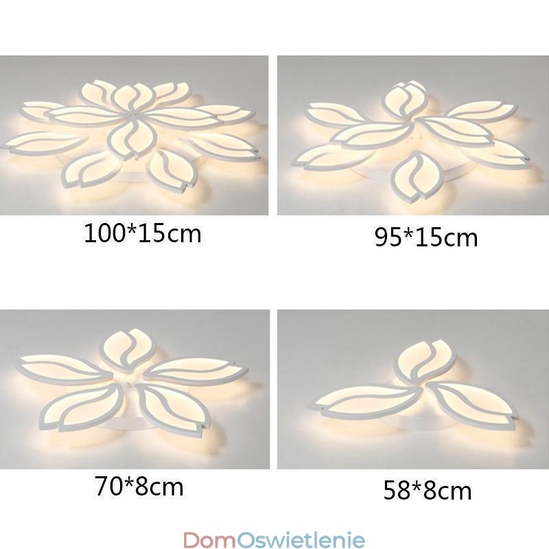 Akrylowe kwiaty, lampa sufitowa montowana na płasko