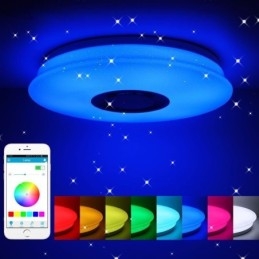Kolorowa lampa sufitowa do montażu na płasko z funkcją zegara Bluetooth Music Speaker