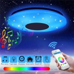 Kolorowa lampa sufitowa do montażu na płasko z funkcją zegara Bluetooth Music Speaker