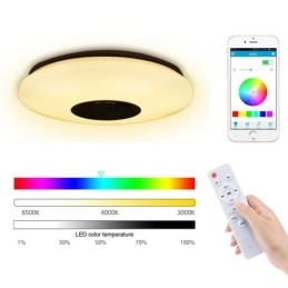 Kolorowa lampa sufitowa do montażu na płasko z funkcją zegara Bluetooth Music Speaker