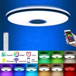 Kolorowa lampa sufitowa do montażu na płasko z funkcją zegara Bluetooth do odtwarzania muzyki