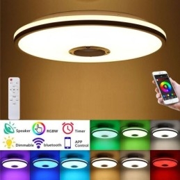 Kolorowa lampa sufitowa do montażu na płasko z funkcją zegara Bluetooth do odtwarzania muzyki