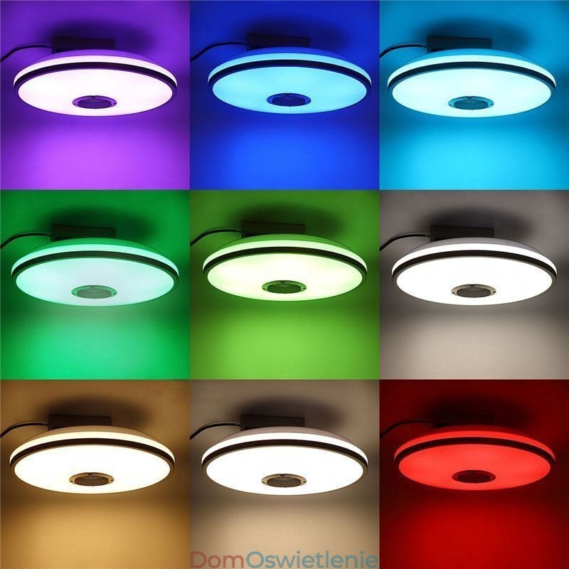 Kolorowa lampa sufitowa do montażu na płasko z funkcją zegara Bluetooth do odtwarzania muzyki