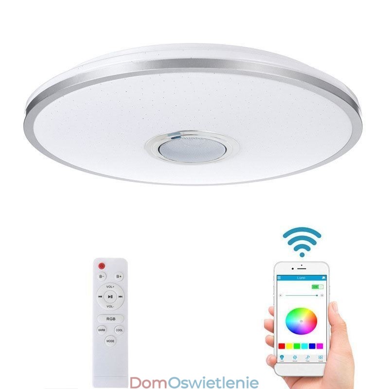 Kolorowa lampa sufitowa do montażu na płasko z funkcją zegara Bluetooth do odtwarzania muzyki