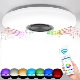 Lampa dekoracyjna do montażu na płasko, sterowanie za pomocą pilota, głośnik Bluetooth, lampa muzyczna
