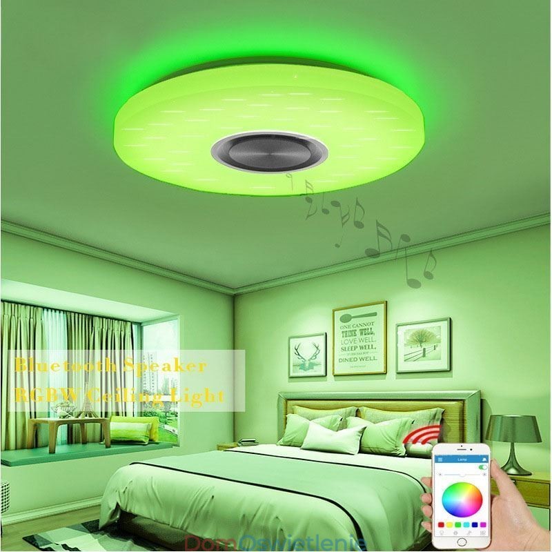 Lampa dekoracyjna do montażu na płasko, sterowanie za pomocą pilota, głośnik Bluetooth, lampa muzyczna