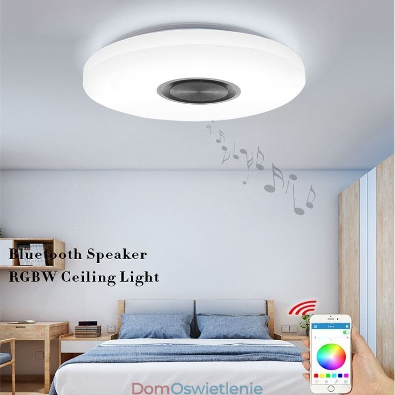 Lampa dekoracyjna do montażu na płasko, sterowanie za pomocą pilota, głośnik Bluetooth, lampa muzyczna