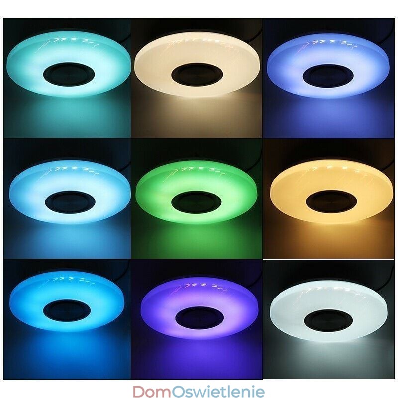 Lampa dekoracyjna do montażu na płasko, sterowanie za pomocą pilota, głośnik Bluetooth, lampa muzyczna