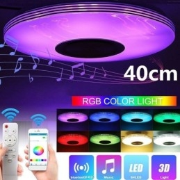 Lampa sufitowa ozdobna do montażu na płasko, pilot zdalnego sterowania, głośnik Bluetooth, lampa muzyczna