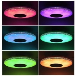 Lampa sufitowa ozdobna do montażu na płasko, pilot zdalnego sterowania, głośnik Bluetooth, lampa muzyczna
