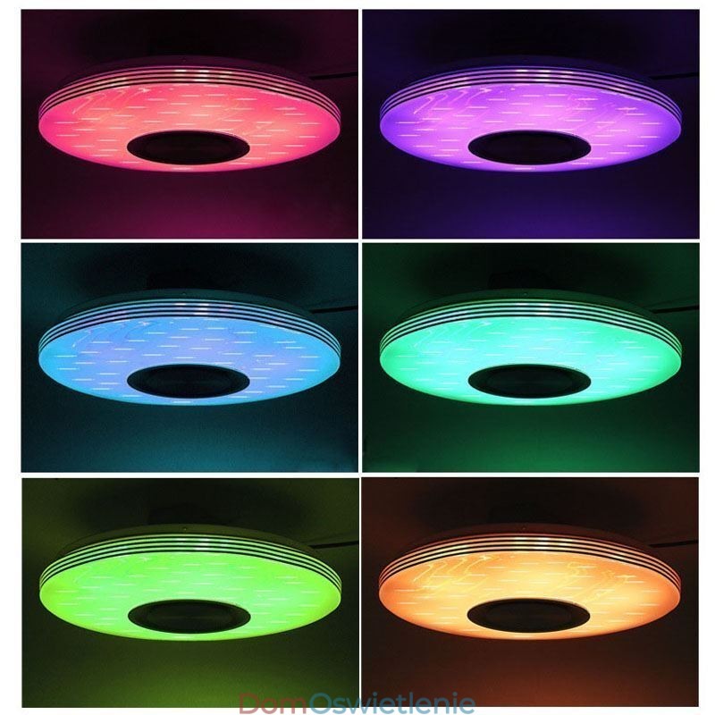 Lampa sufitowa ozdobna do montażu na płasko, pilot zdalnego sterowania, głośnik Bluetooth, lampa muzyczna