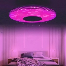 Lampa sufitowa ozdobna do montażu na płasko, pilot zdalnego sterowania, głośnik Bluetooth, lampa muzyczna
