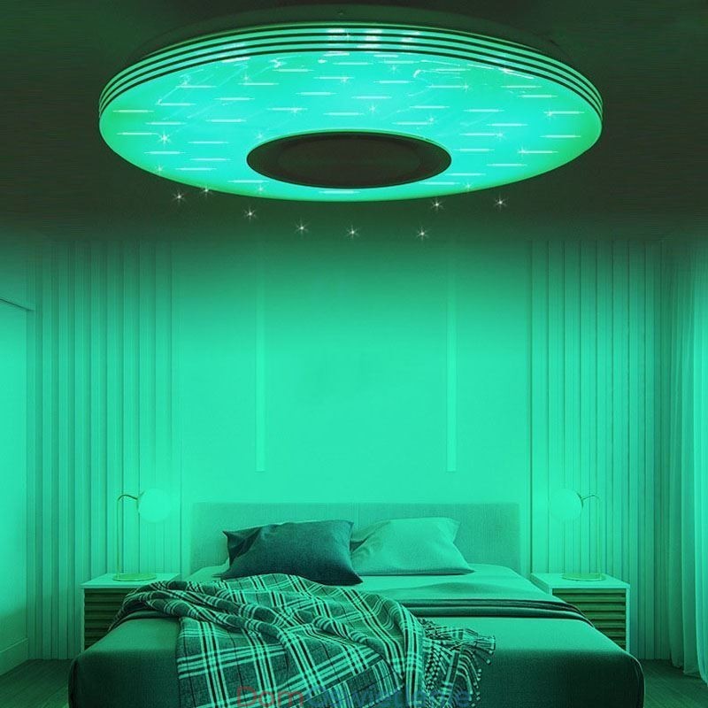 Lampa sufitowa ozdobna do montażu na płasko, pilot zdalnego sterowania, głośnik Bluetooth, lampa muzyczna