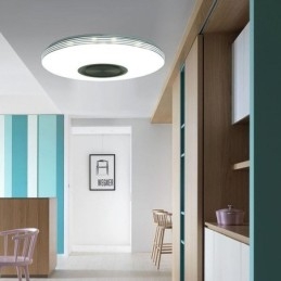 Lampa sufitowa ozdobna do montażu na płasko, pilot zdalnego sterowania, głośnik Bluetooth, lampa muzyczna