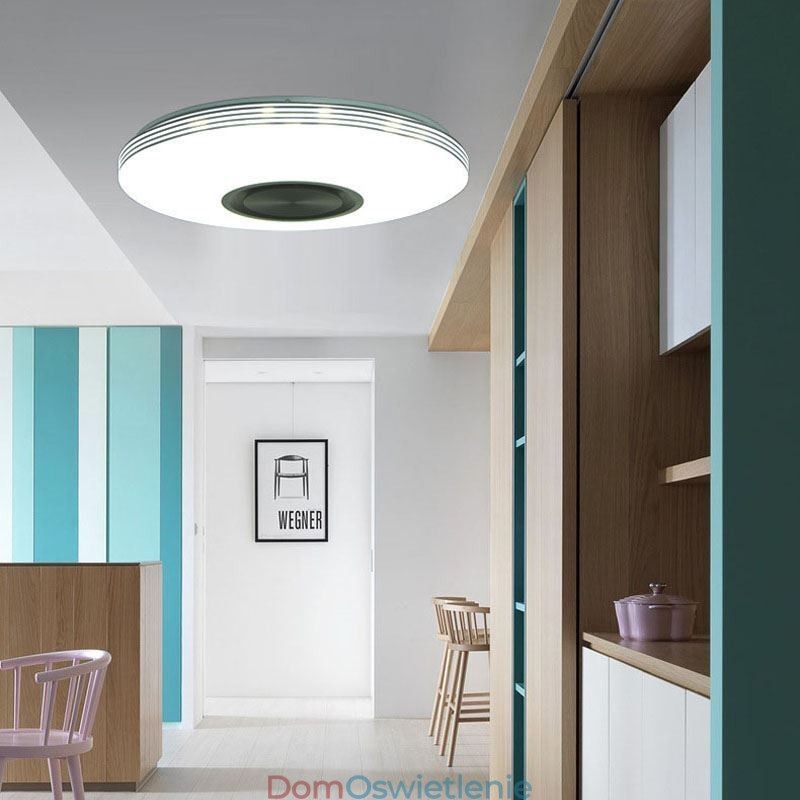 Lampa sufitowa ozdobna do montażu na płasko, pilot zdalnego sterowania, głośnik Bluetooth, lampa muzyczna