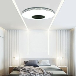Lampa sufitowa ozdobna do montażu na płasko, pilot zdalnego sterowania, głośnik Bluetooth, lampa muzyczna