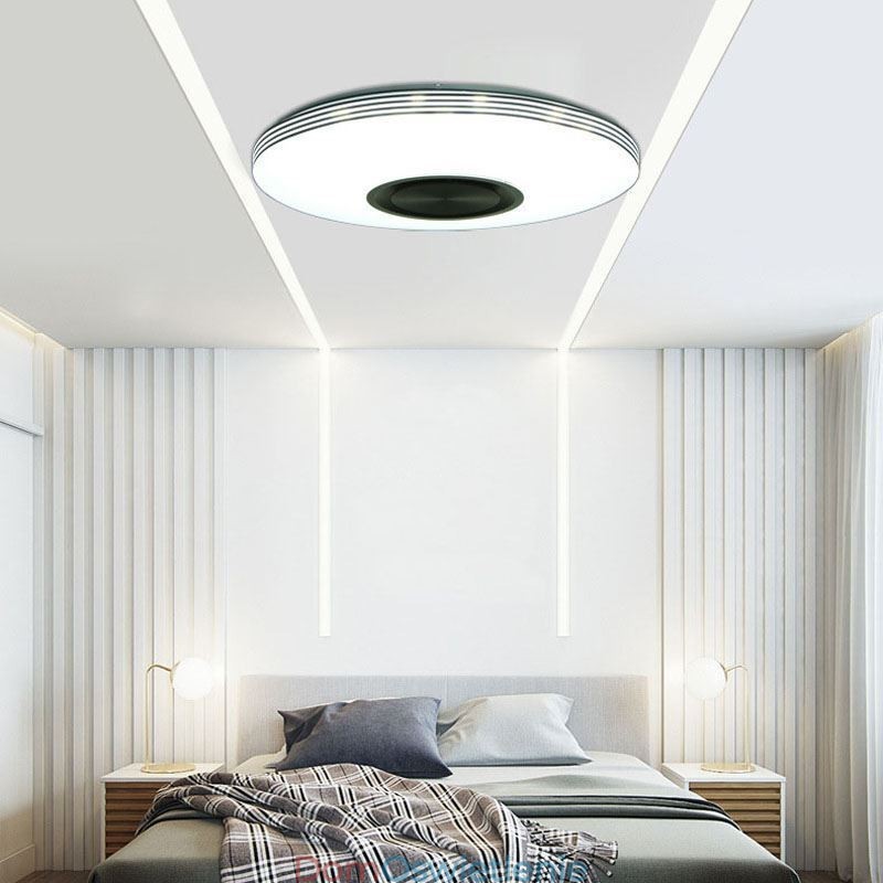 Lampa sufitowa ozdobna do montażu na płasko, pilot zdalnego sterowania, głośnik Bluetooth, lampa muzyczna