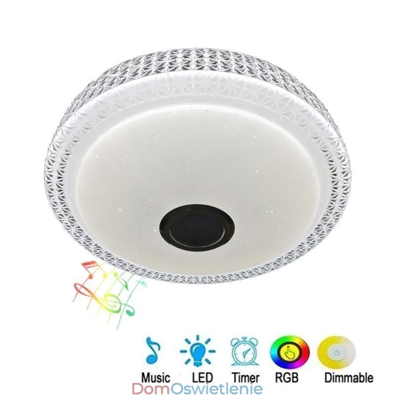 Lampa sufitowa dekoracyjna lampa z pilotem APP sterowanie muzyką Bluetooth głośnik montaż podtynkowy
