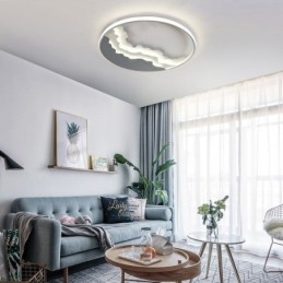 Okrągła, płaska, unikalna, falista, akrylowa lampa sufitowa