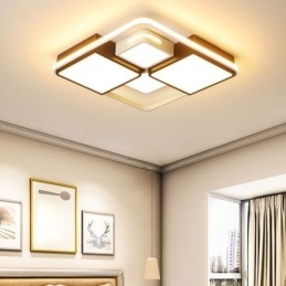 Nowoczesna lampa sufitowa montowana na płasko, akrylowa, kwadratowa, czarno-biała