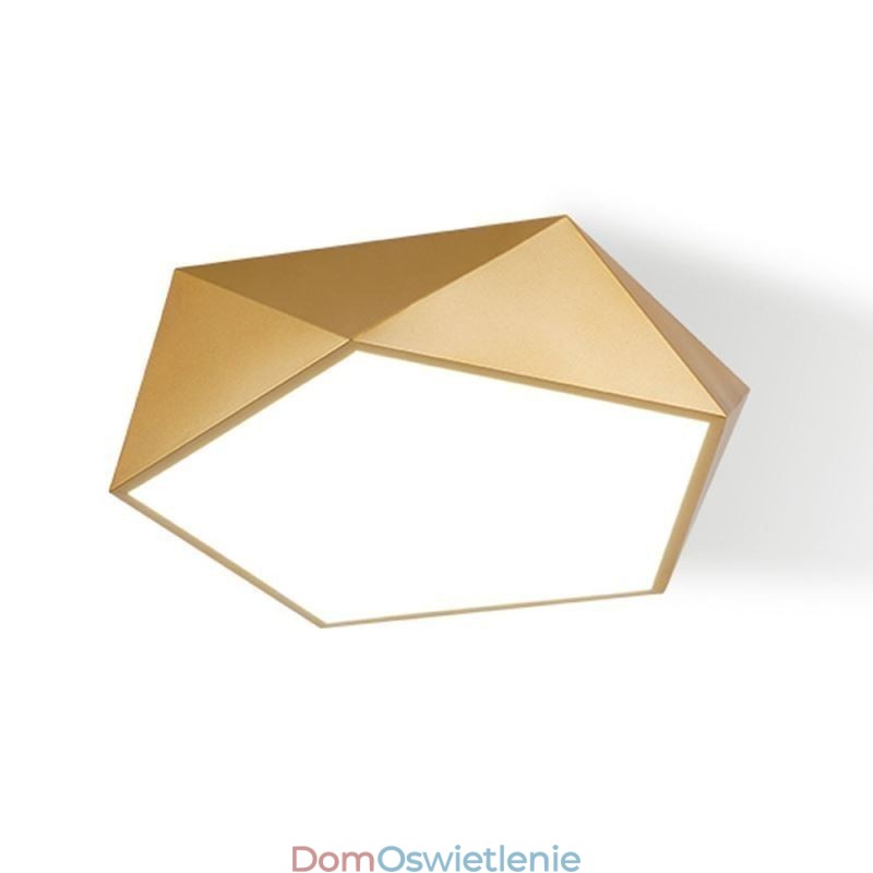 Złota geometryczna lampa sufitowa z akrylu