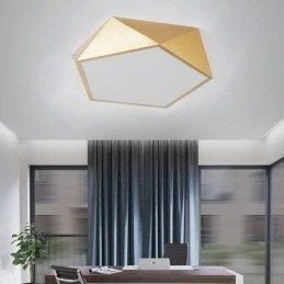 Złota geometryczna lampa sufitowa z akrylu