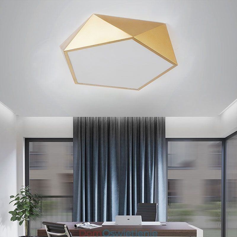 Złota geometryczna lampa sufitowa z akrylu