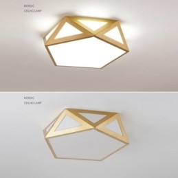 Złota geometryczna lampa sufitowa z akrylu