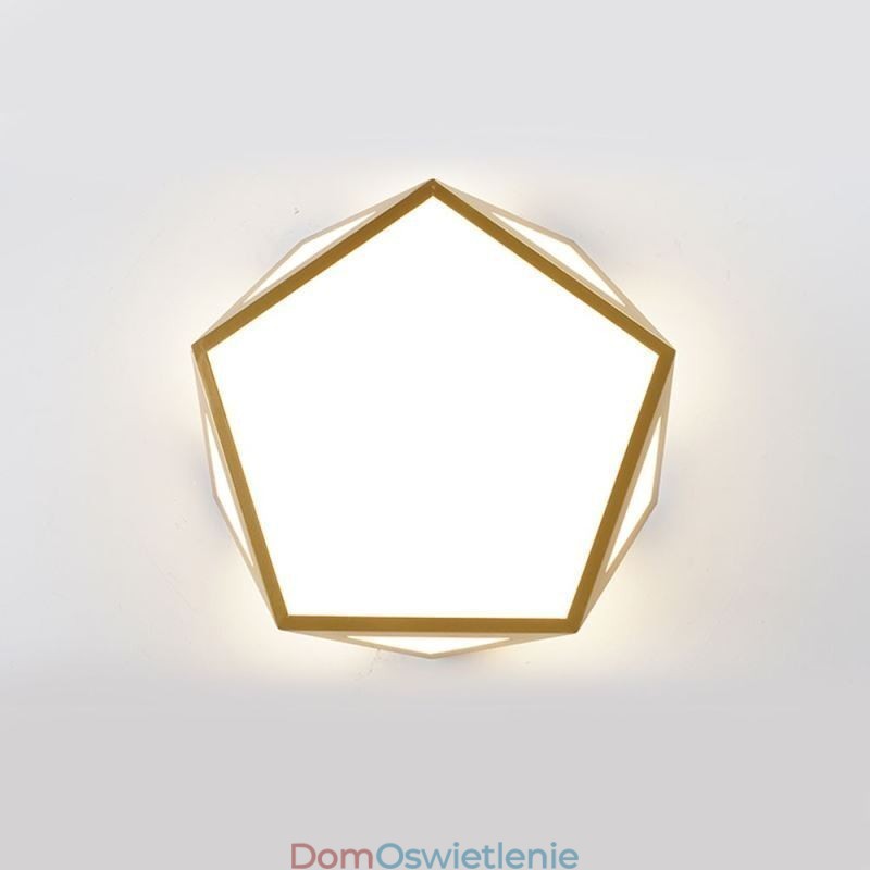 Złota geometryczna lampa sufitowa z akrylu