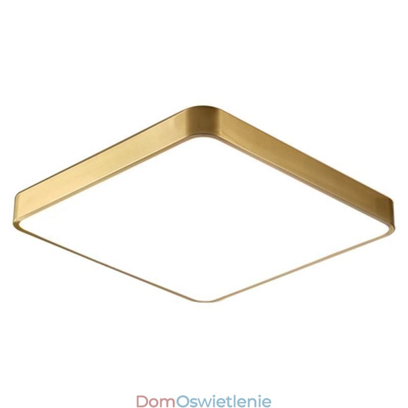 Minimalistyczna akrylowa kwadratowa złota lampa sufitowa do montażu na płasko