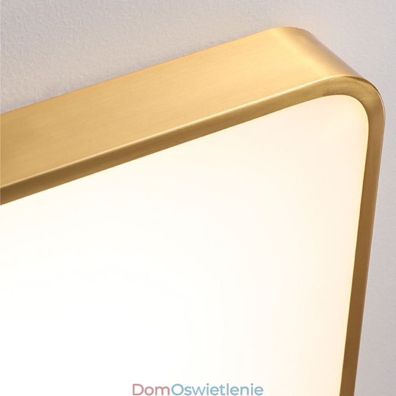 Minimalistyczna akrylowa kwadratowa złota lampa sufitowa do montażu na płasko