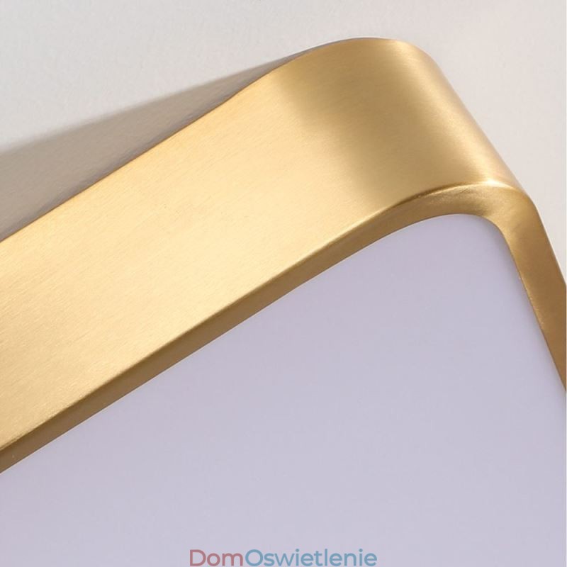 Minimalistyczna akrylowa kwadratowa złota lampa sufitowa do montażu na płasko