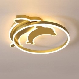 Złota lampa sufitowa Dolphin Flush Mount
