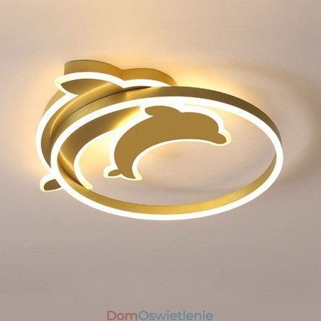 Złota lampa sufitowa Dolphin Flush Mount Złota lampa sufitowa Dolphin Flush Mount