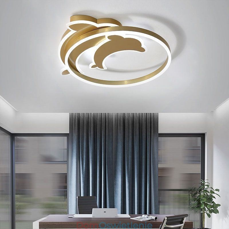 Złota lampa sufitowa Dolphin Flush Mount