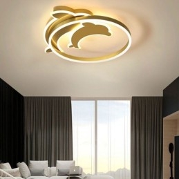 Złota lampa sufitowa Dolphin Flush Mount